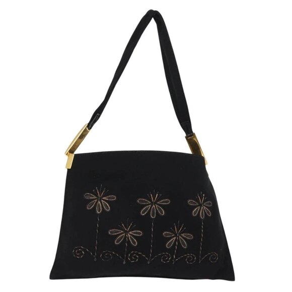 FENDI Shoulder Bag Nylon Black Gold Auth 148347 - Picture 2 of 16